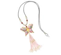 JSGHGDF Stylish Butterfly Necklace with Intricate Beaded Fringe and Woven Rope Jewelry for Layering Outfits Floral Butterfly Jewelry Delicate Fabric Collarbone Chain Ideal Daily Use
