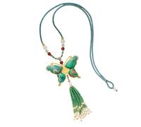 JSGHGDF Stylish Butterfly Necklace with Intricate Beaded Fringe and Woven Rope Jewelry for Layering Outfits Floral Butterfly Jewelry Delicate Fabric Collarbone Chain Ideal Daily Use