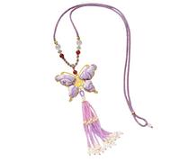 JSGHGDF Stylish Butterfly Necklace with Intricate Beaded Fringe and Woven Rope Jewelry for Layering Outfits Floral Butterfly Jewelry Delicate Fabric Collarbone Chain Ideal Daily Use