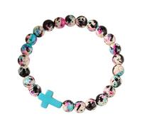 JSGHGDF Uplifting Positive Energy Crosses Stone Colorful Beads Promoting Hope Faith Accessory Layering