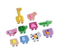 JSGHGDF Wooden Animal Stacking Blocks for Cognitive Growth and Fine Motor Skills in Wooden Shape Sorting Dolls