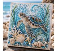 JSGMSW Ocean Theme Pearl Diamond Art Kits for Adults,5D Sea Turtle Gem Art | Sea Themed Pearl Diamond Art Kit,5D Drill Easy Ocean Pearl Art,Special Shape Arts and Crafts for Wall Decor,7.87x7.87 Inch