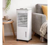 JSH 8L Portable Evaporative Ice Water Air Cooler | Powerful 3-Speed 48W Oscillating Chiller Fan for Home Office Garage Studio Bedroom | 8 Litre Tank + Ice Packs