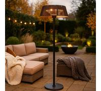 JSH Caldo/Solara Floor Standing Outdoor Electric Patio Heater | 3 Heat Settings 800/1200/2000W | Large Stylish Modern 60cm Lampshade Design | Portable Garden Space Halogen Heating (Caldo)