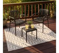 JSH Classic Pattern Outdoor Floor Rugs | Woven Wool-Look Anti-Slip Plastic Garden Mat | Various Designs Leaf Nature Zig-Zag Hard Wearing Heavy Duty | Decking Patio Conservatory Kitchen (Beige Zig-Zag)