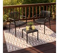 JSH Classic Pattern Outdoor Floor Rugs | Woven Wool-Look Anti-Slip Plastic Garden Mat | Various Designs Leaf Nature Zig-Zag Hard Wearing Heavy Duty | Decking Patio Conservatory Kitchen (Rust Zig-Zag)