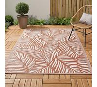 JSH Classic Pattern Outdoor Floor Rugs | Woven Wool-Look Anti-Slip Plastic Garden Mat | Various Designs Leaf Nature Zig-Zag Hard Wearing Heavy Duty | Decking Patio Conservatory Kitchen (Rust Leaf)