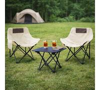 JSH Folding Camping Set with 2 Chairs and Table | Outdoor Indoor Use for BBQ, Picnic, Festivals, Garden Parties | Foldable Portable Compact Design with Carry Bag | Easy Fold & Store Space Saving