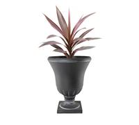 JSH Greek Style Urn Garden Planter | 26LT 38.8cm Stone Effect Outdoor Basalt Look | 100% Recycled Plastic Round Flower Pot | Frost & UV Resistant Traditional Style (1)