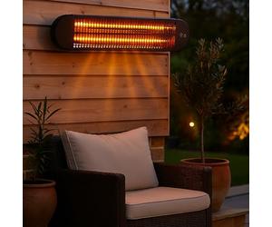 JSH Kindra Wall Mounted Patio Heater | 1000W/2000W Slim Outdoor Indoor Oscillating Radiating Garden Heating Lamp | WiFi Enabled or Remote Controlled Radiant Low Energy Garden Heater | 2KW