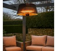 JSH Lunara Electric Outdoor Hanging Patio Heater for Garden Patio | Remote Control Halogen Heater | Radiant Ceiling Mounted Heat | Powerful 1500w | Stylish Modern Lampshade Design | Black