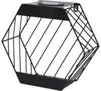 JSH Solar LED Garden Wall Planter Lamp | Hexagonal or Round Iron Lattice Lantern Light | Outdoor Decorative Porch Patio Fence Decor Lighting (Hexagonal)