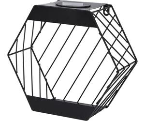 JSH Solar LED Garden Wall Planter Lamp | Hexagonal or Round Iron Lattice Lantern Light | Outdoor Decorative Porch Patio Fence Decor Lighting (Hexagonal)