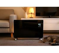 JSH WiFi Enabled Electric Glass Panel Heater 2000W | Smart App or Remote Control | Open Window Detection | Wall Mounted & Free Standing Low Energy Efficient Home Heating with 24H 7 Day Timer Black