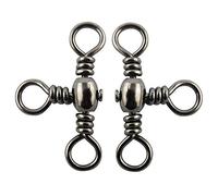 JSHANMEI 100Pcs/Lot Fishing Barrel 3 Way Swivels Crossline Rig Swivels Kit Fishing Lure Connector Fishing Tackle Set (2#)