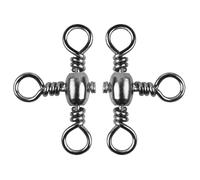 JSHANMEI 100Pcs/Lot Fishing Barrel 3 Way Swivels Crossline Rig Swivels Kit Fishing Lure Connector Fishing Tackle Set (6#)