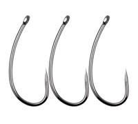 JSHANMEI 100pcs/lot Mystic Carp Long Curve Shank Barbless 8245 Non Barb Carp Fishing Hooks Open Water Xtreme Barbless Fishing Tackle Barbless Hooks Kit (6#-100pcs)