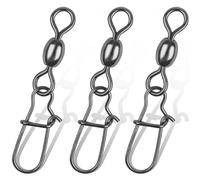 JSHANMEI 50pcs Fishing Swivel Snaps Crane Swivels with Duo-Lock Snap Black Nickle High Strength Fishing Line Connector Fishing Gear Accessories 26-70LB(10#-50pcs)