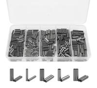 JSHANMEI Fishing Crimp Sleeves Kit, 400pcs Single and Double Barrel Crimp Sleeves Copper Crimping Loop Sleeve Wire Rope Tube Connector Fishing Line Leader Rigging Tackle