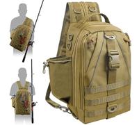 JSHANMEI Fishing Tackle Backpack with Rod & Gear Holder Lightweight Outdoor Water-Resistant Fishing Shoulder Storage Bag Gifts for Men Women (Large(15.7"*9.84"*6.3"))