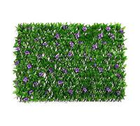 JSHDUSA Artificial Fake Wall Greenery Hedge Plant | Expandable Garden Fence Screening with Artificial Ivy and Violet Flower | Wall Greenery Backdrop Decor Faux Fence Mat,Faux Ivy Privacy Fence