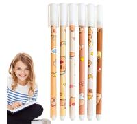 JSHDUSA Erasable Pen, Capybara Smooth Writing Pens 6-Piece, Quick-Drying School Supplies Study Accessories for Kids Students Boys School Home Birthday Friends Homework