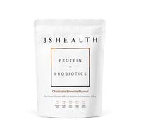 JSHealth Vegan Pea Protein Powder with Probiotics - Chocolate Brownie Flavor - Gluten Free, Non GMO, Plant Based Protein Drink Mix, 300g
