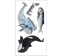 JSHEN 7 Sheets Temporary Tattoos Adult Teens Whale Spider 6x10.5cm Fake Tattoo Stickers For Women Girls Thigh Arm Waterproof Body Stickers 3D Realistic Face Chest Neck Tatoo Sticker