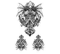JSHEN 7 Sheets Temporary Tattoos For Women Men Arm Neck Abstract Skull Art Pattern, Wolf 12x19cm Fake Tattoos For Adults Kids 3D Temp Realistic Waterproof Hands Face Body Art Tatoo Stickers
