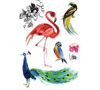 JSHEN 7 Sheets Temporary Tattoos For Women Men Arm Neck Flamingo Parrot 14.8x21cm Fake Tattoos For Adults Kids 3D Temp Realistic Waterproof Hands Face Body Art Tatoo Stickers