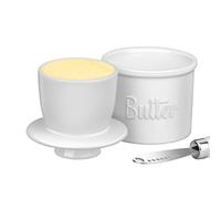 JSHKY French Butter Crock with Spreader, The Original Porcelain Butter Dish for Counter, Gift for Mother’s Day, Thanksgiving, Christmas, Color: White.