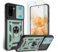 Jshru 3-in-1 for OnePlus 15R Case,Full Lens Protective Cover Green | Military Grade Shockproof Anti-Scratch,Slide Camera Cover,Ring Kickstand/Holder/Stand,2 Pcs Screen Protector