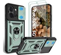 Jshru 3-in-1 for Poco C85 Case,Full Lens Protective Cover Green