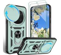 Jshru for Honor Magic7 Pro Case with Screen Protector,Camera Protection Cover,Built-in Ring Kickstand Military Grade Shockproof Case for Honor Magic7 Pro,Green