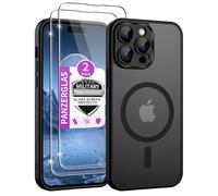 Jshru For iPhone 14 Pro, Case with 2 Pieces Tempered Glass, Compatible with Magsafe, Thin Magnetic Mobile Phone Case, Military Protection, Shockproof Protective Case, Matte Translucent Case for iPhone