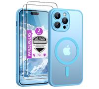 Jshru For iPhone 14 Pro, Case with 2 Pieces Tempered Glass Compatible with Magsafe, Thin Magnetic Mobile Phone Case, Military Protection, Shockproof Protective Case, Matte Translucent Case for iPhone
