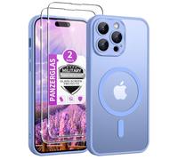 Jshru For iPhone 14 Pro, Case with 2 Pieces Tempered Glass Compatible with Magsafe, Thin Magnetic Mobile Phone Case, Military Protection, Shockproof Protective Case, Matte Translucent Case for iPhone