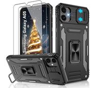 Jshru for Samsung A05 Case with Screen Protector | Camera Protective Cover | Ring Stand,ao5 Phone Case for Men and Women | Shockproof Bumper Phone Cover for Samsung Galaxy A05,Black