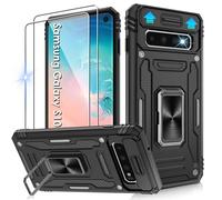 Jshru for Samsung S10 Case with Screen Protector-Camera Protective Cover | Ring Stand S10 Phone Case for Men and Women | Shockproof Bumper Phone Cover for Samsung Galaxy S10,Black