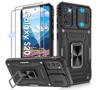 Jshru for Samsung S20 Case with Screen Protector-Camera Protective Cover | Ring Stand Phone Case for Men and Women | Shockproof Bumper Phone Cover for Samsung Galaxy S20,Black