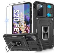 Jshru for Samsung S20 FE Case with Screen Protector-Camera Protective Cover | Ring Stand Phone Case for Men and Women | Shockproof Bumper Phone Cover for Samsung Galaxy S20 FE,Black