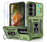 Jshru for Samsung S26 Plus Case with Screen Protector | Camera Protective Cover | Ring Stand,Shockproof Bumper Phone Cover for Galaxy S26+,S26 Plus-Olive Green