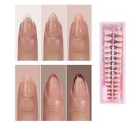 Jsiallye 6 Packs 180pcs French Tip Press on Nails Short Almond - French Soft Tip Nails Gel Pre-shaped No File Need,Soak Off Acrylic Fake Nails Extensions for Women Nail Art DIY 15 Sizes
