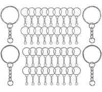 JSIFM 100Pcs Keyring Blanks Key Chain, Smooth Surface Key Rings with Silver Chain, Split Metal Alloy materials Open Jump Rings Bulk for Home Car Keys Pendants Crafts DIY Jewelry Keyring Making 1"/25mm