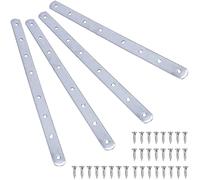 JSIFM 4 Pcs Flat Straight Brace Brackets Stainless Steel Mending Joining Plates Heavy Duty Metal Plate Connector with 32 Pcs Screws for Repair fixing Wood Chair, Bookshelf Board Window Furniture 295mm