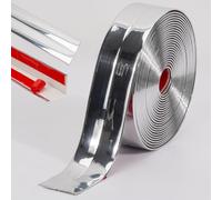 JSIWOTH Peel and Stick Wall Molding Trim, Self Adhesive Corner Guard & Edge Protector Trim, Shiny Silver Flexible Trim for Furniture Stairs Table Countertop, 12M x 40mm