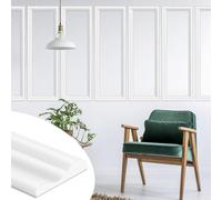 JSIWOTH Self-Adhesive Wall Moulding Trim - Peel and Stick 3D Chair Rail Panel Molding for Home Decoration, Wall Protection & DIY - Flexible Mirror Frame, Cabinet Door Trim, White(3m x 40mm)