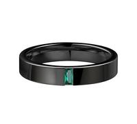 JSJOY Gold Rings that Don't Tarnish Mens Wedding Band Promise Rings Emerald Cut Engagement Ring Wedding Gifts for Newlyweds Husband Birthday Gifts for Men Him Boyfriend, 14-14.5, Gemstone, Created