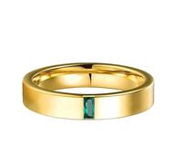 JSJOY Gold Rings that Don't Tarnish Mens Wedding Band Promise Rings Emerald Cut Engagement Ring Wedding Gifts for Newlyweds Husband Birthday Gifts for Men Him Boyfriend, 13-13.5, Gemstone, Created
