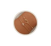 JSJOY Initial Bracelet Gold Stackable Bracelets for Women Non Tarnish Bridesmaid Proposal Gifts Letter A-Z Bracelet with Heart Birthday Gifts for Women Teens Mom Her, 6.5"+2", Yellow Gold, no gemstone